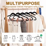 TopikaHome - 20/10Pack Velvet Clothes Hangers with Clips,Non-Slip,360 Hook