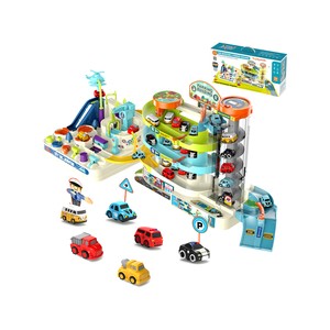 Topika Kids Car Adventure & Parking Building Game Set, Track Car Toy