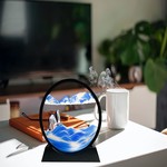 Topika 3D Sand Art Liquid Motion Round Glass Desk Decor, Dynamic Ornaments