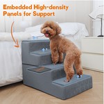 TopikaPet - 4/3-Stair Dog Foam Stairs for Small Dogs, Slip-Resistant