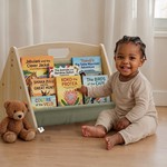 Topika Wooden Bookshelf with Handle, Kids Montessori Book Shelf