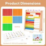 Topika 10-Row Wooden Abacus for Kids with 120 Cards & Counting Sticks