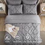 Topika 5-Piece Twist Pinch Pleat Duvet Cover Set - Beige or Grey