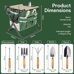 Topika Gardening Tools Set With Folding Garden Stool And Tote