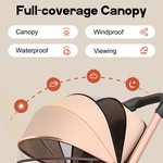 Topika Portable Baby Stroller Pram, Dual Push Foldable Stroller, 0-36M