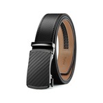 Topika Men Belts No-Holes Carbon Fibre Leather Ratchet Belt Brown Interior