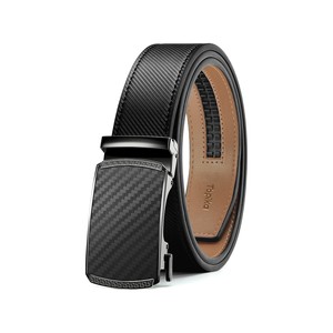 Topika Men Belts No-Holes Carbon Fibre Leather Ratchet Belt Brown Interior