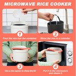 TopikaHome- Microwave Rice Cooker Set with Steam Vent, Orange 5 Piece, 2L