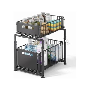 Topika Under Sink Organizer With Adjustable Height & Pull-Out Storage