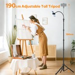 Topika - Extra Long Selfie Stick Tripod With Remote And Flexible Phone Arm