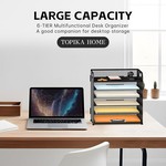 Topika 6 Tier Paper Rack File Sorter, Metal Mesh Desk Organiser with Handle
