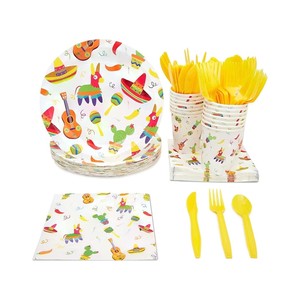 Fiesta Party Plates Set, Mexican Theme for Taco Nights - 144 Pieces