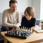 Topika Magnetic Chess & Checkers Set with Extra Queens Portable Board