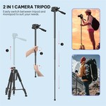 Topika Multifunction Tripod Camera Monopods Extended length 57.5-183cm