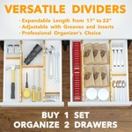 Topika Bamboo Drawer Divider Adjustable Expandable Drawer Devider Organiser