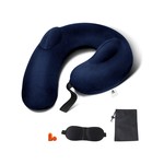 Topika Inflatable Travel Pillow, U Shape Blow Up Neck Pillow With Velvet