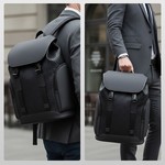 Topika 15.6" Laptop Backpack Water-Resistant Rolltop Travel Bag - Black