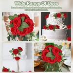 Topika - 25-Piece Artificial Foam Roses with Stems, Red Fake Flower Bouquet