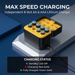 Topika 8-Slot USB-C Charger for 1.5V Lithium AA/AAA Rechargeable Batteries