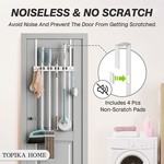 Topika Broom Holder Door Rack Over Door with Hooks,Tool Storage Organiser