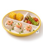 Topika Ceramic Silicone Suction Plate, 3-Section Toddler Meal Dish for Kids
