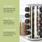 Topika - Stainless Steel Rotating Spice Rack with 20 Glass Jars & Label Set
