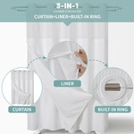 Topika Fabric Shower Curtain 180x200cm with Snap Liner, No Hooks Needed