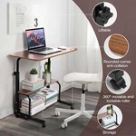 Topika Compact Rolling Desk on Wheels, Small Adjustable Study Bedside Table