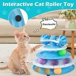 TopikaPet Spinning Track Interactive Cat Toy with Balls and Teaser Wand Combo