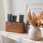 Topika Walnut Wooden Remote Control Holder, Wall-Mounted Or Desktop Storage
