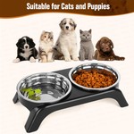 Topika Cat Bowls Elevated, Cat Food and Water Bowl Set with Stand