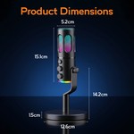 Topika Round USB Gaming Microphone With Stand, PC Streaming Mic & RGB Light