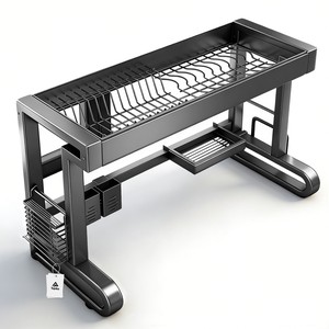 Topika Over The Sink Dish Drying Rack & Thickened Carbon Steel Support