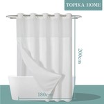 Topika Fabric Shower Curtain 180x200cm with Snap Liner, No Hooks Needed