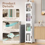Topika Slim Bathroom Storage Cabinet, Narrow Storage Organiser With Wheels