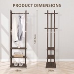 Topika - Wood Garment Rack Clothes Stand With 3 Shelves & Smooth Castors