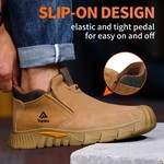 Topika - Men Safety Shoes Steel Toes Slip-On Work Shoes For Men, Brown