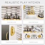 Topika Large Wooden Play Kitchen for Kids Pretend Set w/ 11pcs Accessories
