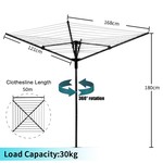 Topika Umbrella Clothesline Outdoor Drying Rack with Cover, 50m Line