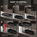 Topika Under Sink Organizer 2 Tier Pull-Out Storage Rack With Side Hooks