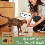 Topika Stainless Steel Shallow Cat Bowls, Whisker-Friendly Design