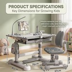 Topika Height Adjustable Kids Study Desk and Chair Set with LED Light
