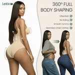 Lekkon Seamless V-Neck Shaping Bodysuit for Women Tummy-Waist-Hip Sculpting