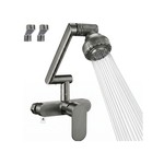 Topika - Wall Mount Kitchen Faucet, Gun Grey 360 Swivel Hot And Cold Tap