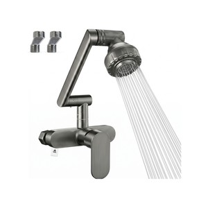Topika - Wall Mount Kitchen Faucet, Gun Grey 360 Swivel Hot And Cold Tap