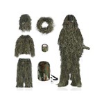 Topika Adult Ghillie Suit 6 Piece Set, 3D Leafy Green Camo Hunting Apparel