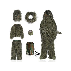 Topika Adult Ghillie Suit 6 Piece Set, 3D Leafy Green Camo Hunting Apparel