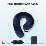 Topika Inflatable Travel Pillow, U Shape Blow Up Neck Pillow With Velvet