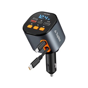 Topika Bluetooth FM Transmitter Bluetooth Car Modulator, 50W Car Charger