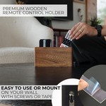 Topika Walnut Wooden Remote Control Holder, Wall-Mounted Or Desktop Storage
